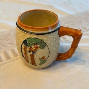 Vintage Ceramic Mug with Bamboo Handle